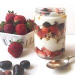 Dark Chocolate Berry Yogurt Parfaits are an indulgent but better for you breakfast. (via feastandwest.com)