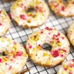 Breakfast in bed requires a batch of sweet Raspberry White Chocolate Baked Donuts! Topped with a white chocolate glaze and a sprinkle of chopped pistachios and freeze-dried raspberries, these Instagram-worthy, berry-flavored cake donuts are fit for weekend mornings. (via feastandwest.com)