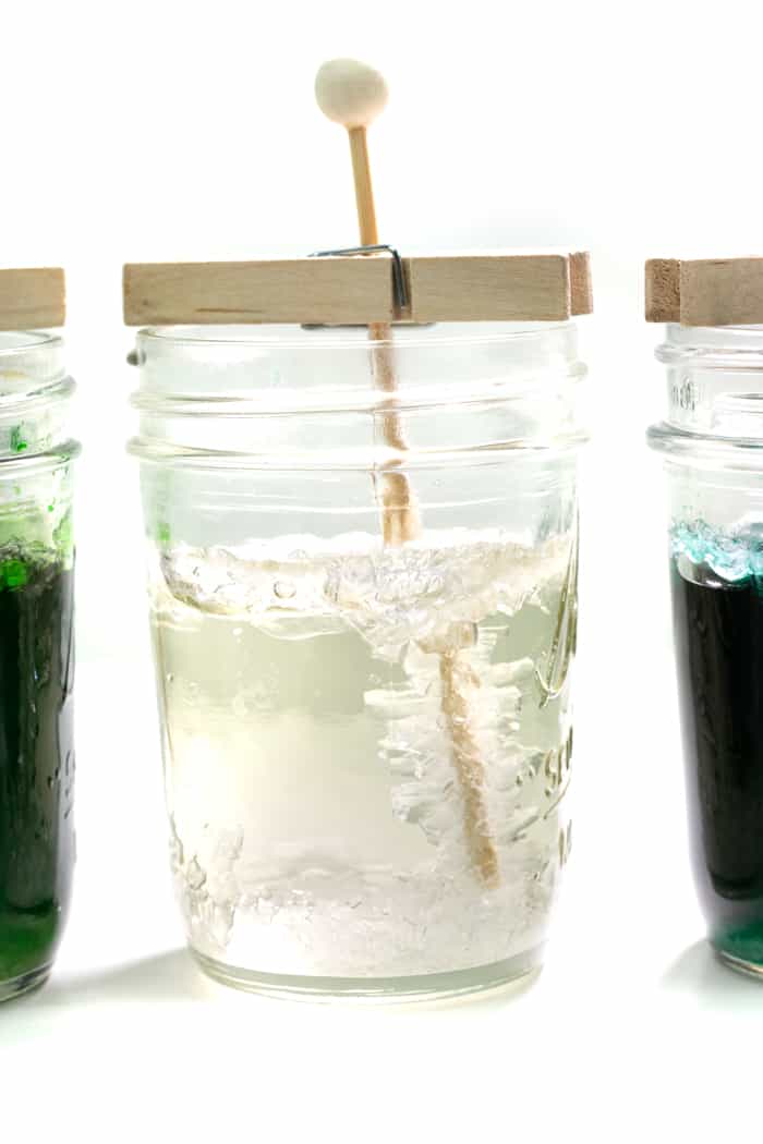 rock candy forming in a jar.