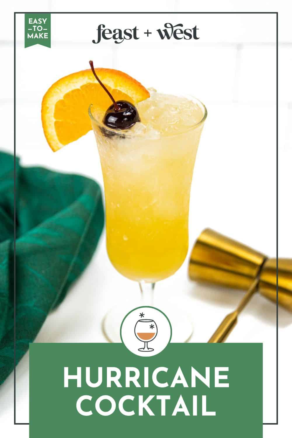 Rum Cyclone Classic Hurricane Cocktail (Bacardi Hurricane Recipe) | Feast + West