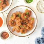 a plate of popcorn shrimp