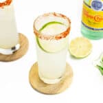 Tajín seasoning on the rim of a cocktail