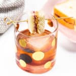a peanut butter jelly sandwich on a cocktail