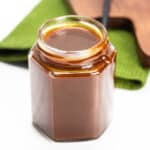 a jar of bourbon caramel sauce