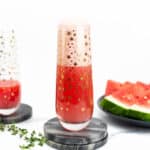 champagne bubbling on a watermelon mimosa