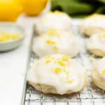 lemon zest on iced lemon cookies.
