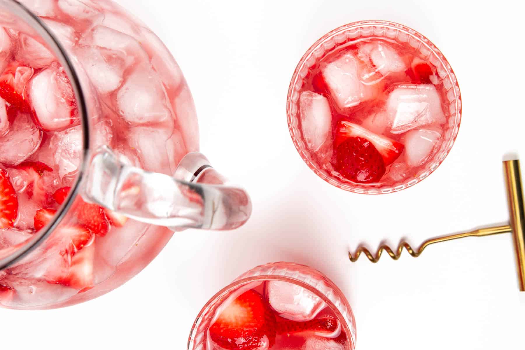 Light, sparkling sangria with strawberries and chilled rosé wine.