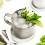 a jigger lies next to a london mule.