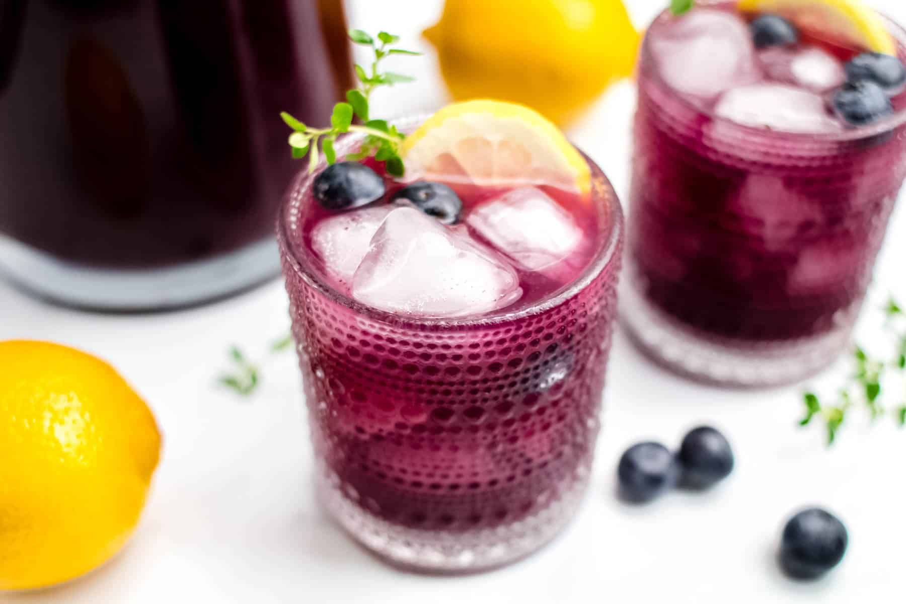 Refreshing lemonade with sweet blueberry flavor.