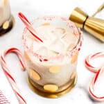 A Peppermint-infused White Russian with candy canes.