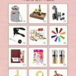 A grid of twelve gifts for wine lovers, featuring wine bags, glasses, openers, racks, markers, books, socks, stoppers, chillers, a puzzle, and a wooden board—perfect inspiration for unique gifts for wine lovers.