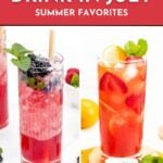 Refreshing summer berry and strawberry drinks with mint.